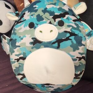 Squishmallows Blue and Green Camo Cow Plush